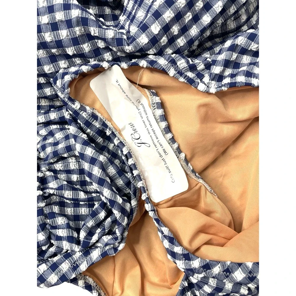 NEW J. Crew Ruched tie-shoulder one-piece swimsuit in classic gingham Size 24